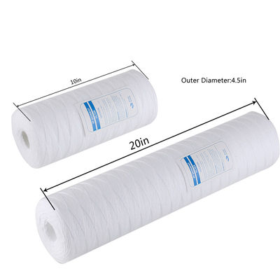 220V 물처리 20/40인치 1-100um 코팅 퇴적물 경직 산업 스트링 / 나선 상처 필터